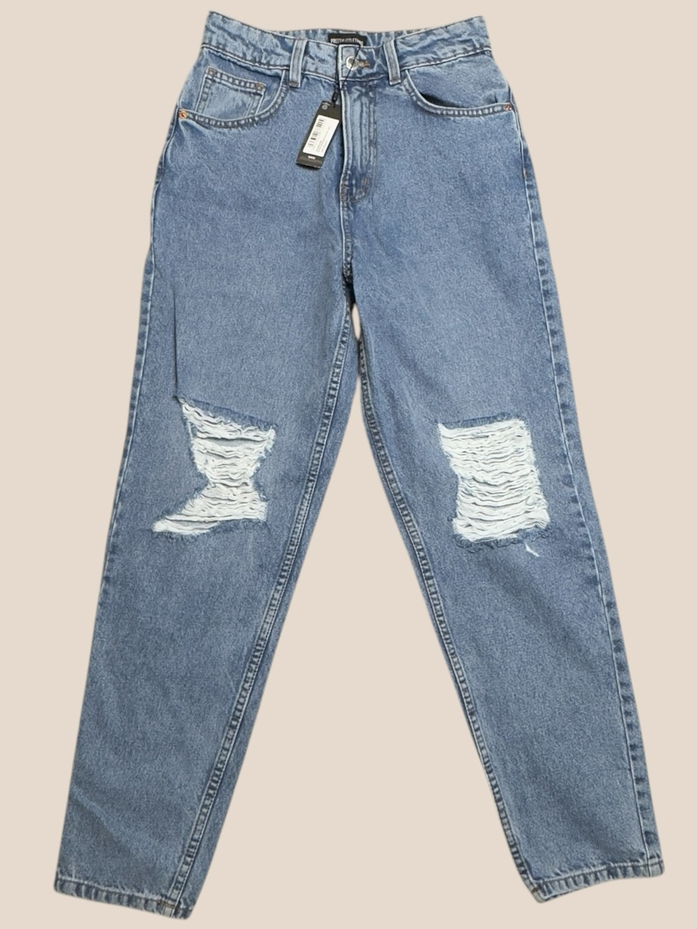 Pretty Little Thing Ripped Knee Mom Jeans NWT Size 2